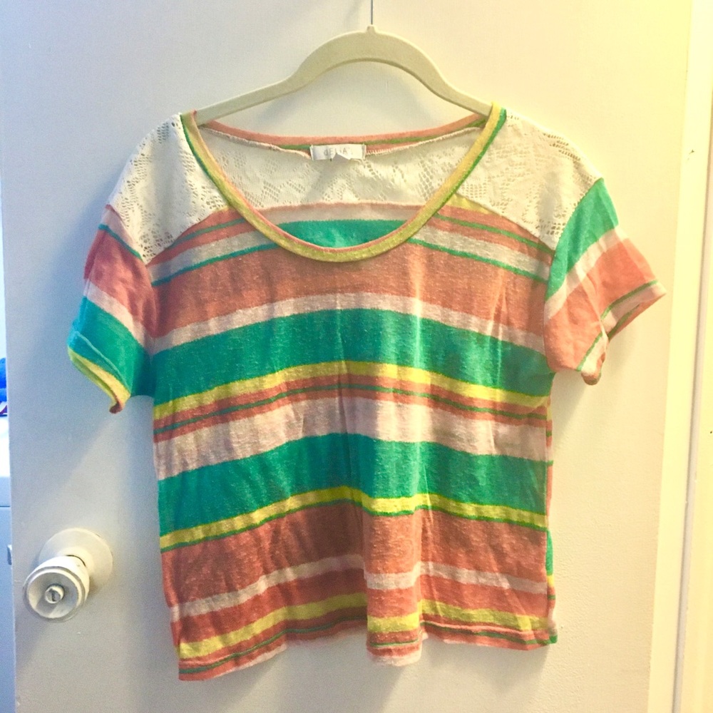 Sheer striped crop t-shirt
